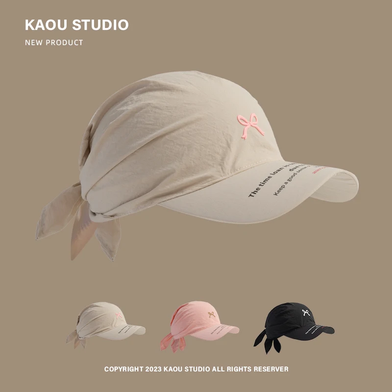 

Korean Quick-drying Letter Embroidered Bow Headscarf Hat Niche Hip-hop Trend Sunshade Curved-brim Casual Baseball Cap Gorras