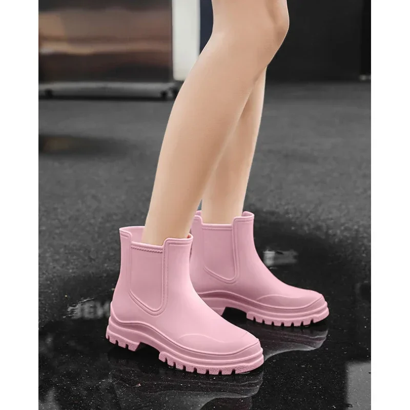 Botas de lluvia impermeables para mujer, zapatos de goma antideslizantes, estilo Chelsea, para exteriores, pesca, jardín