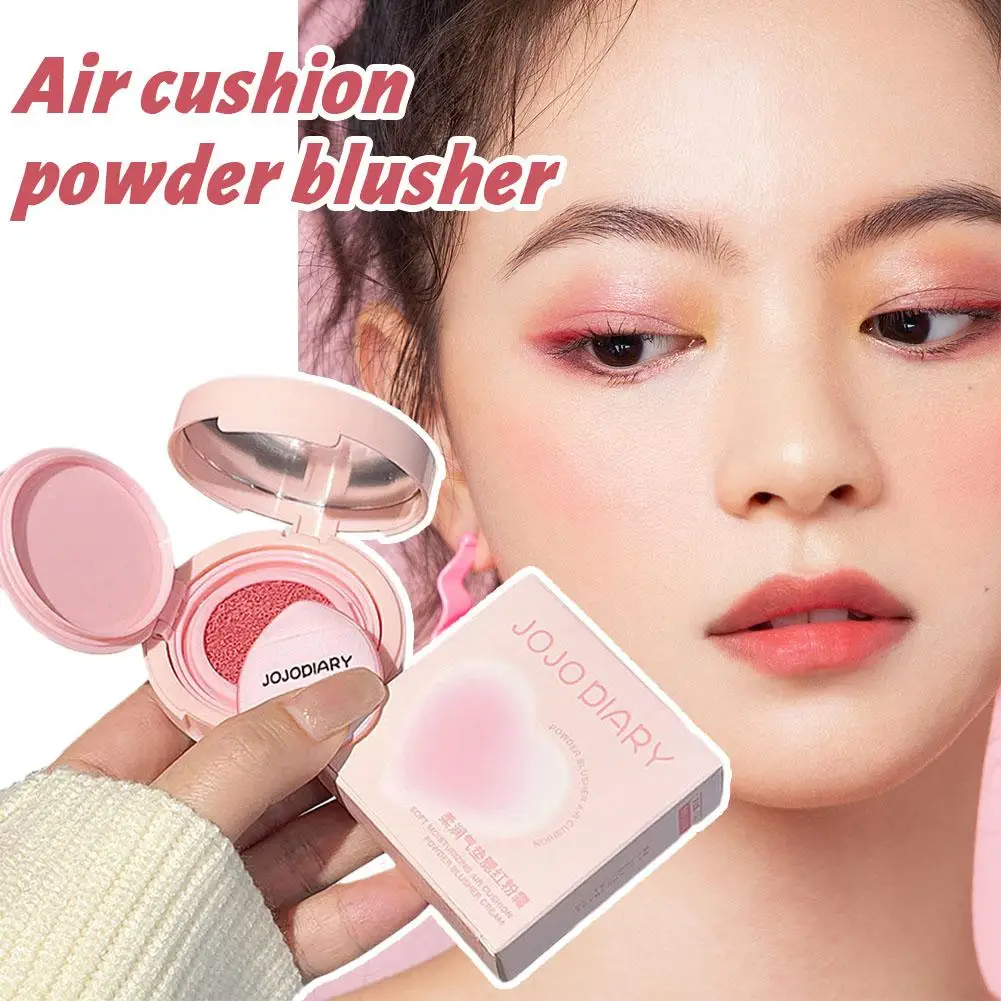 Moisturizing Air Cushion Powder Blusher Mud With Puff Blush Natural Makeup Cream Soft Blush Fog Face Cheek Whitening Bright C3F6