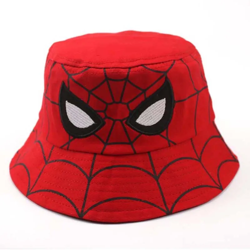 Disney Spiderman cartoon Spiderman Fisherman hat all-match boys and girls hat Autumn winter children\'s hat large overhang basin