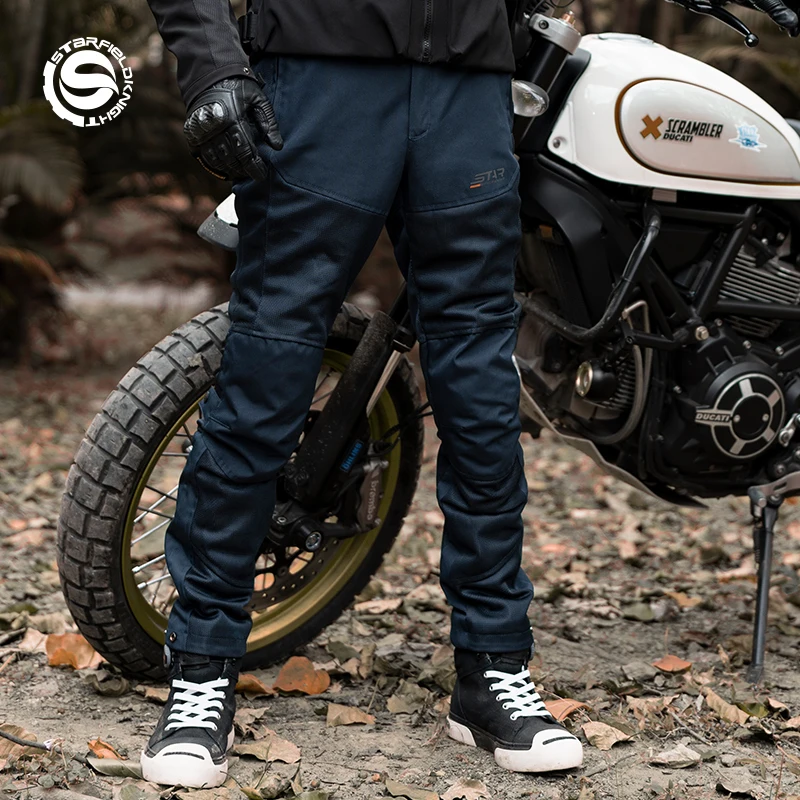 SFK Motorcycle Trousers Summer Mesh Breathable Men's Pants Riding Equipemt With Removable CE Protective Armor Gears Accessories