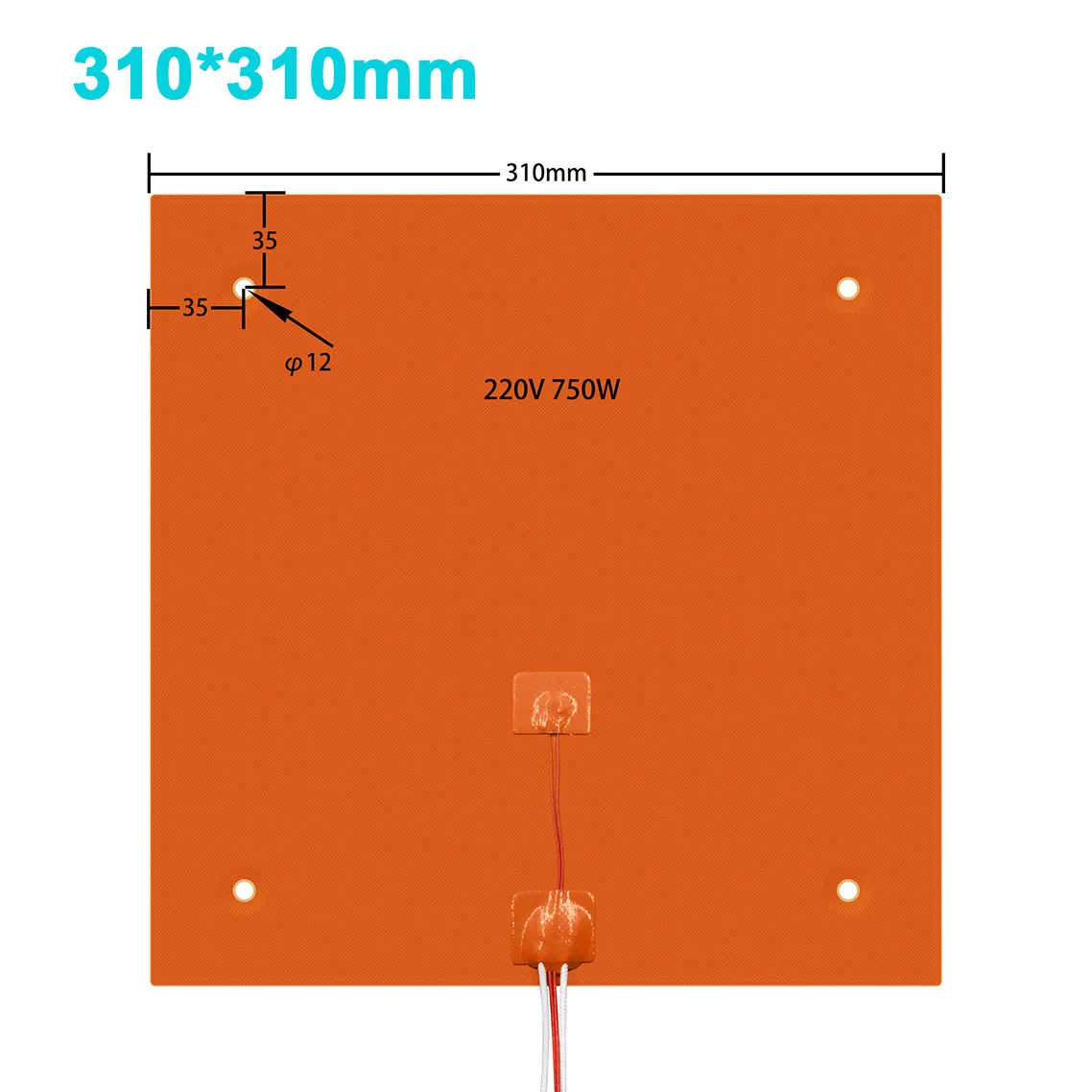 235/310mm Silicone Heating Pad with Holes 220V 500/750W Hot Bed For Ender 3 5 CR-10 10S Pro Heater Pad Plate 3D Printer Parts