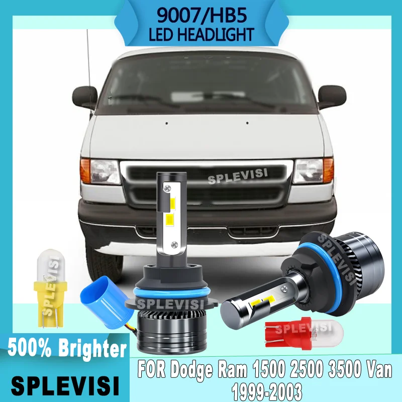 

5X Brighter Light for Enhanced Night Road Visibility LED HEADLIGHT For Dodge Ram 1500 2500 3500 Van 1999 2000 2001 2002 2003