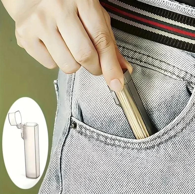 

Portable Transparent Mini Storage Box Travel Toothpick Cotton Swab Box Pick Container with Lid for Outdoor Kitchen