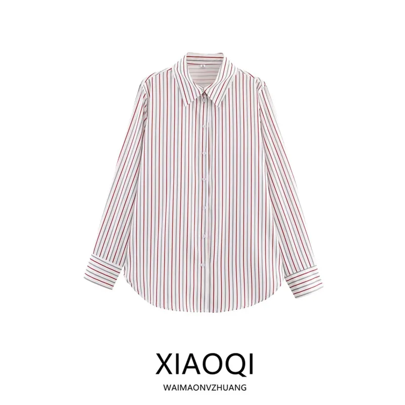 

Autumn 2025 Women's Casual Loose Fit Long Sve Striped irt Versatile New Arrival Faionable Comfortable Classic Sle