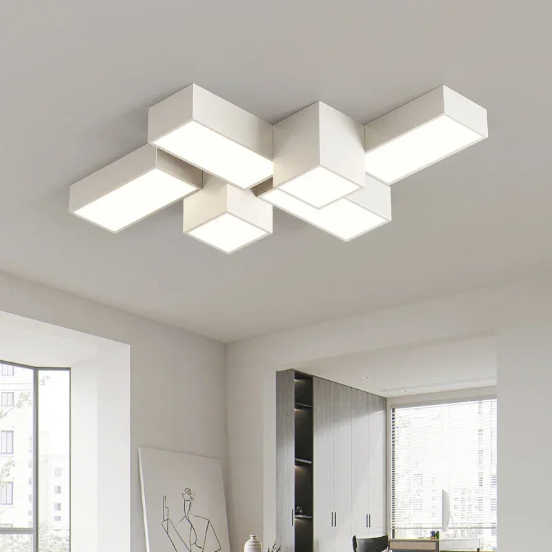 Creative Geometry Minimalist Square Modern Led Ceiling Lamp Living Room Light Home Decor Lighting Dimmable Bedroom Lamps Fixture image 2