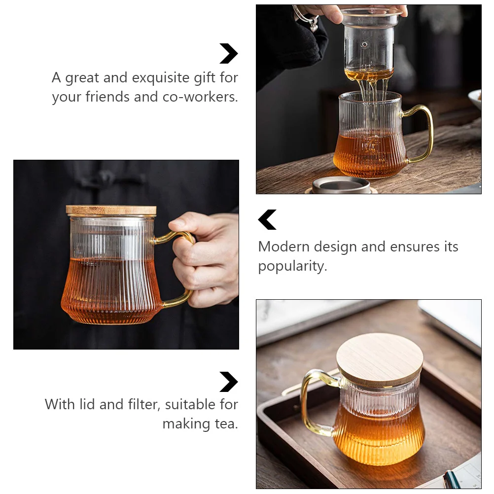 

1Set Heat-Resistant Glass Tea Cup Lid Filter Explosion-Proof Cold Heat Safe Creative Drinking Cup Household Gift