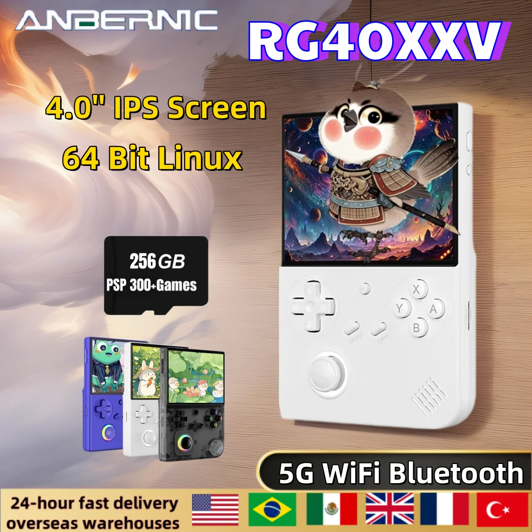 

RG 40XXV ANBERNIC Retro Handheld Game Console 64 Bit Linux 4.0'' IPS Screen 5G WiFi Bluetooth 256G PSP RGB Joystick RG40XXV Gift