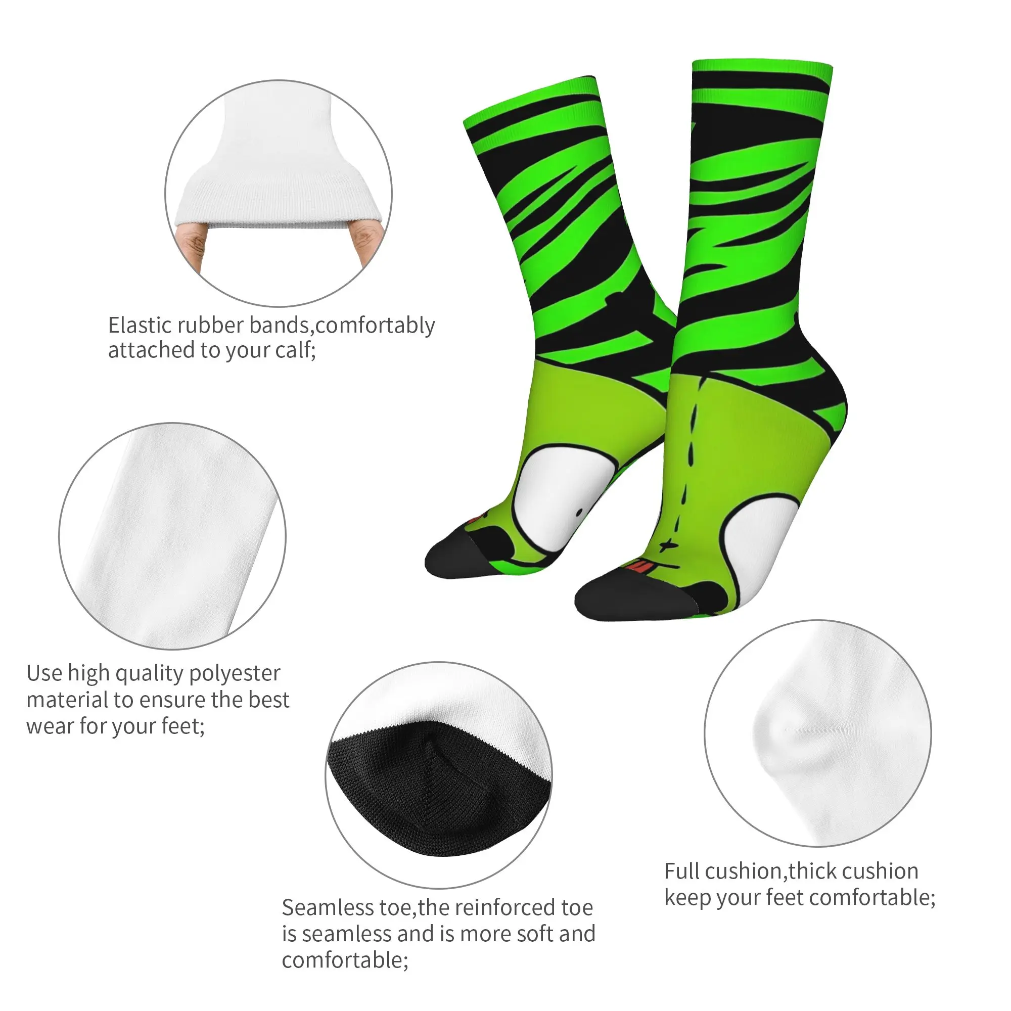 Invader Zim Gir Cartoon Socks Men Women Funny Happy  Socks Crazy Spring Summer Autumn Winter Middle Tube Stockings Gifts
