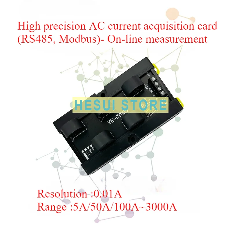 YK-CT005 multi-channel AC acquisition card 0-50A current detection and transmission module RS485modbus transformer 5 channels