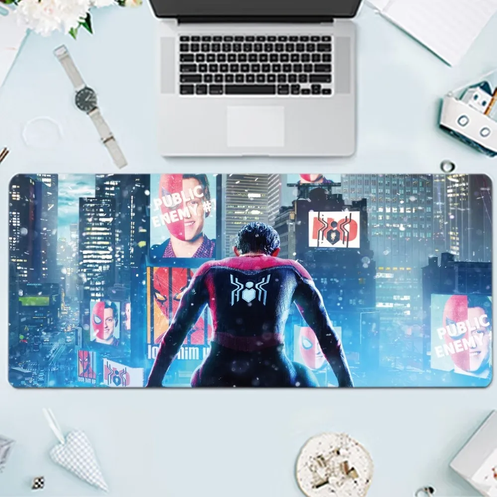 Spider-Man Mousepad Gamer PC besar, keset Keyboard Gaming tanpa cara untuk rumah MW