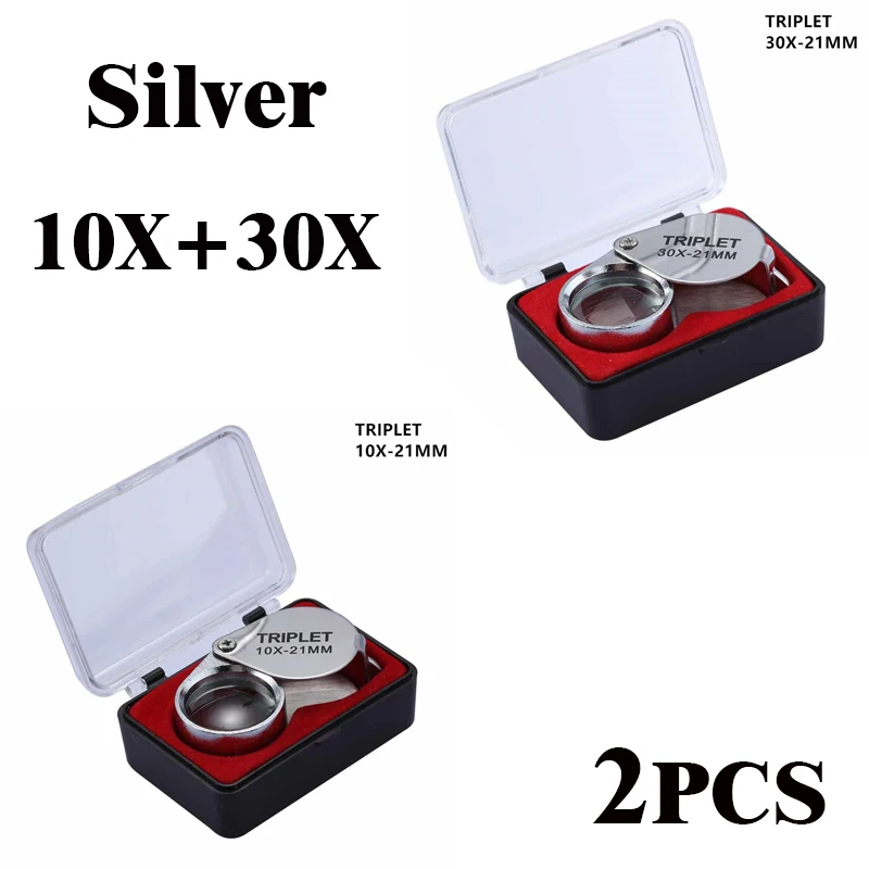 10-30X Juwelier-Lupe Taschenlupe Faltbare Vergrößerungslupe Diamant-Lupa Triplet Juwelier-Augenlupe