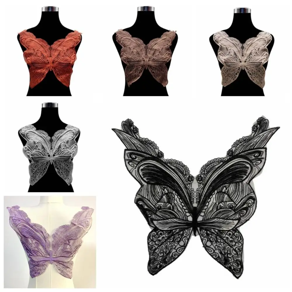 High Quality Polyester fabric Flower Cloth Sticker Mesh DIY Decorative Patch Butterfly Embroidered Appliques