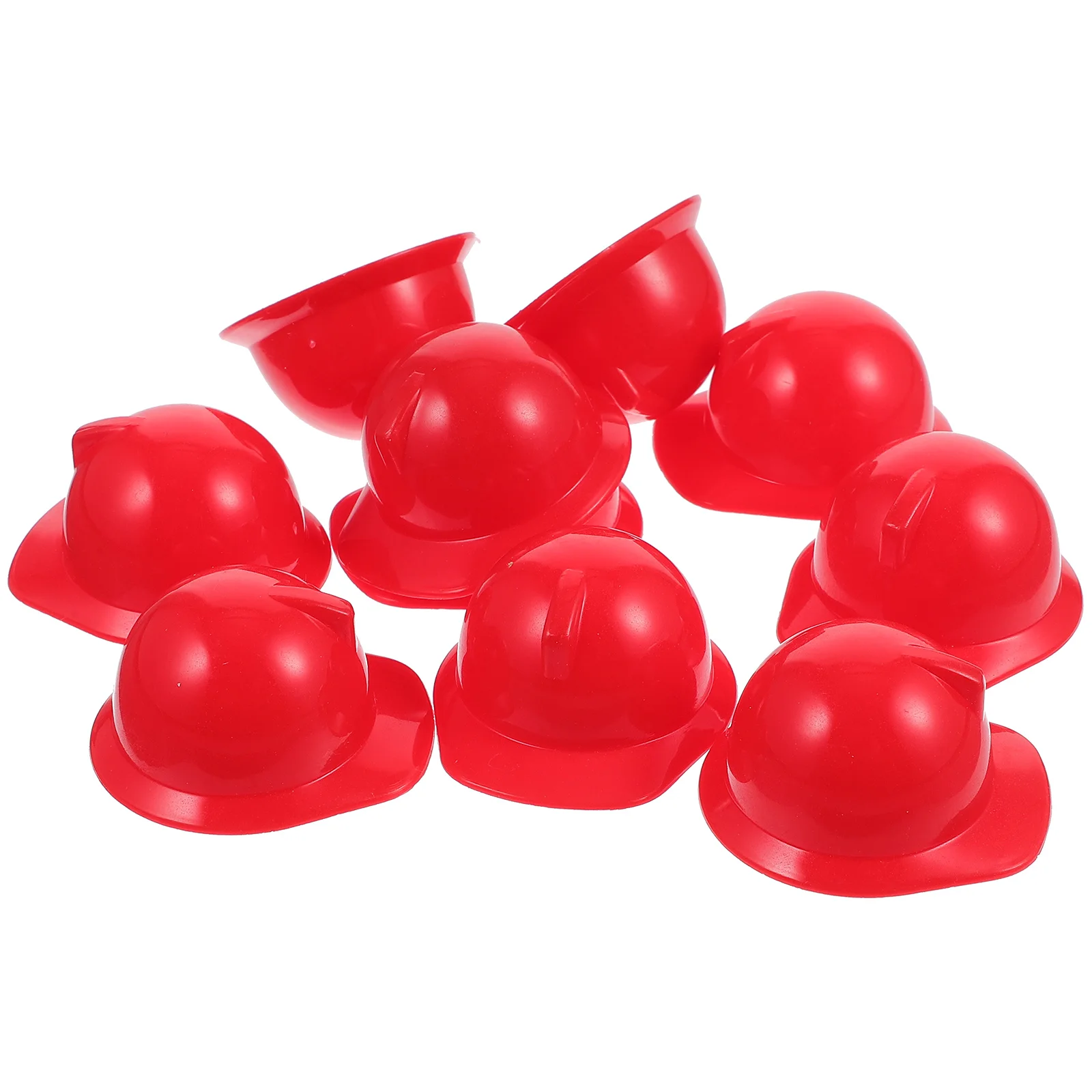 10 Pcs Mini Toy Model (10 Helmets Bright Red) Creative Miniature Construction Hat Safety Accessories Abs Pet Bird