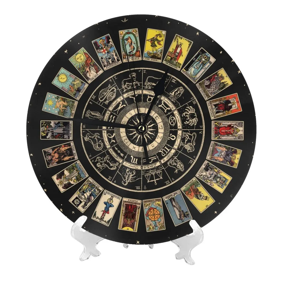 Wheel Of The Zodiac, Astrology Chart And The Major Arcana Tarot Modern Simple and Wall Hung Clock for Study Bedroom Living Room