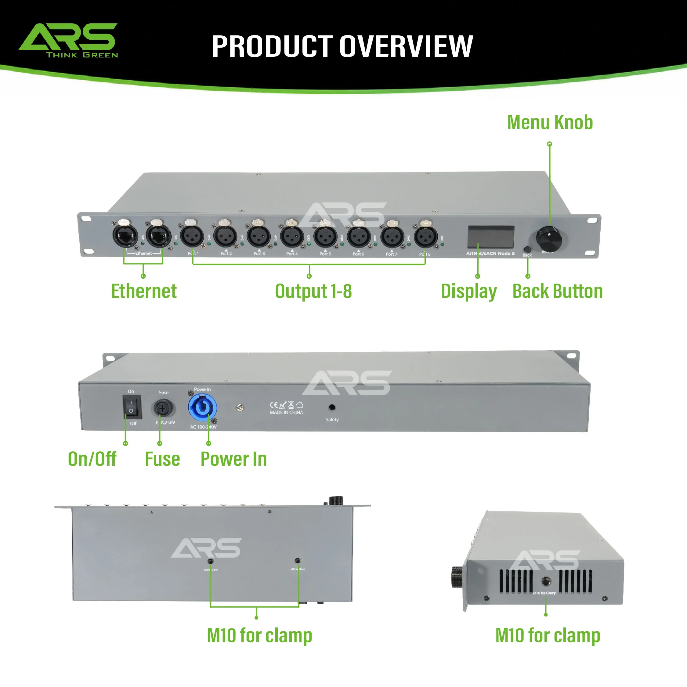

Professional 8 Universes ArtNet-DMX Node DMX512 Lighting Converter Stage Light Controller for DJ Disco Club Bar Wedding Party