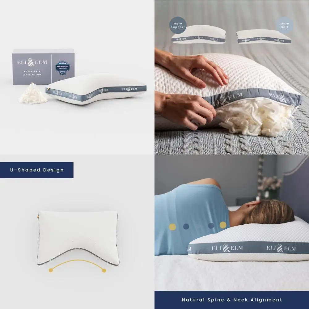 

Eli & Elm | Premium Ergonomic Pillow for Side Sleepers: Neck Pain Relief with Cooling Latex and Breathable Cover | U-Shaped Desi