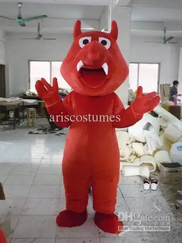 Costume de mascotte de dragon rouge populaire pour adultes, robe de paupières en peluche, Halloween, Noël, dessin animé, nouveau