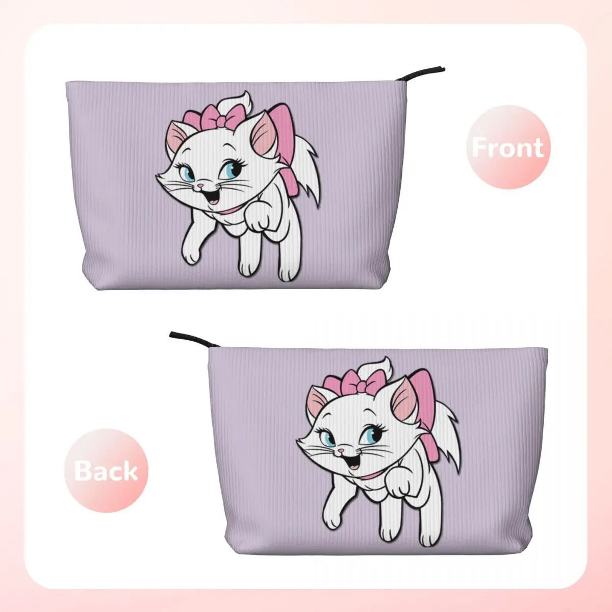 Custom Travel Marie Cat On Pink Toiletry Bag Corduroy Cartoon Kitten Cosmetic Makeup Organizer for Women Storage Dopp Kit Case