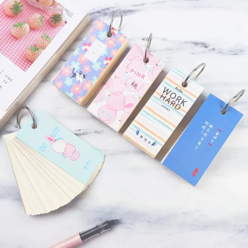 

110 Sheets Lovely Mini Notebook School Supplies Stationery Vocabulary Writing Reciting Book Sticky Note Loose Leaf Memo Cards