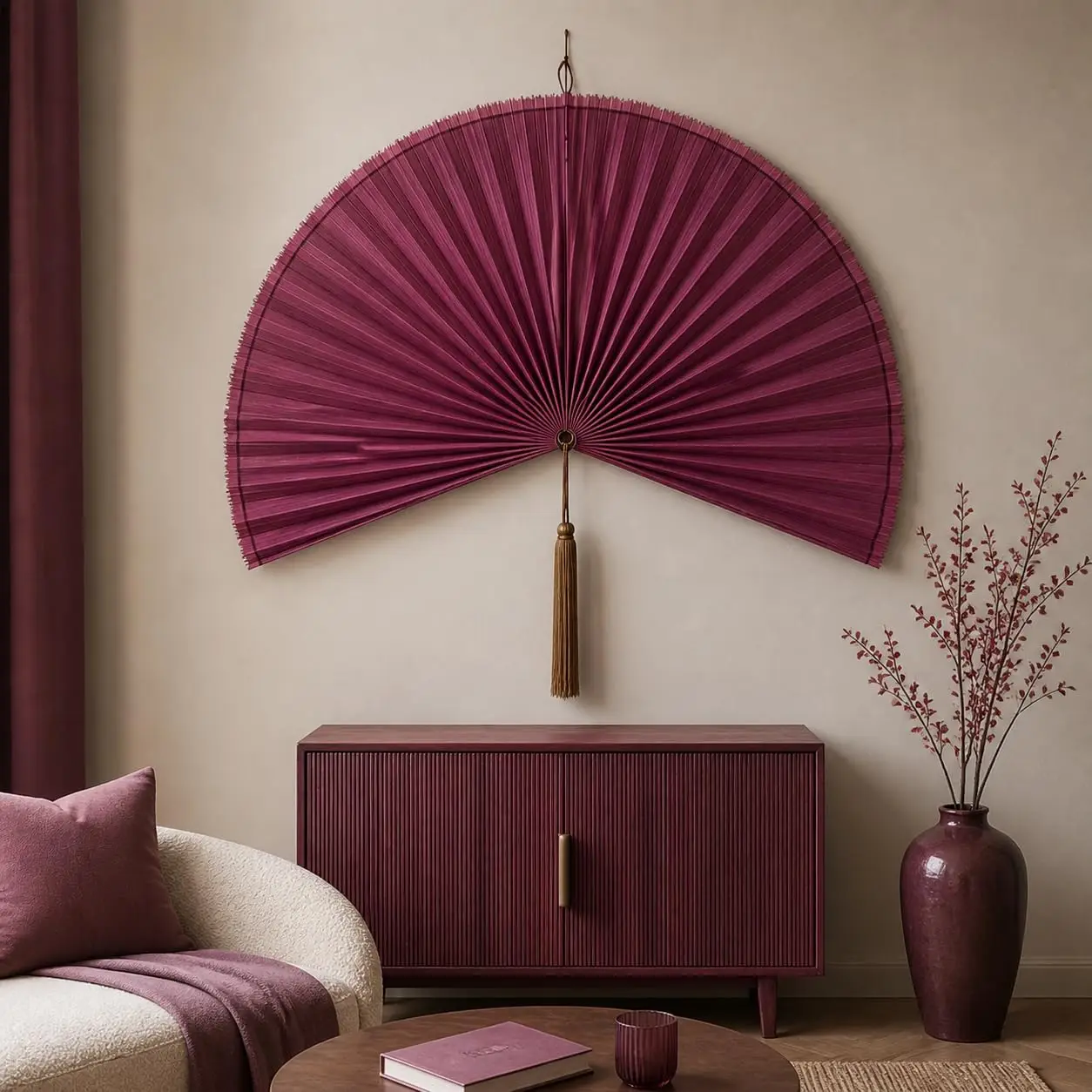 40x40 Inch Handcrafted Woven Bamboo Wall Fan Decor – Oversized Hanging Headboard Alternative for Bed, Coastal Farmhouse Bohemian Japandi Style