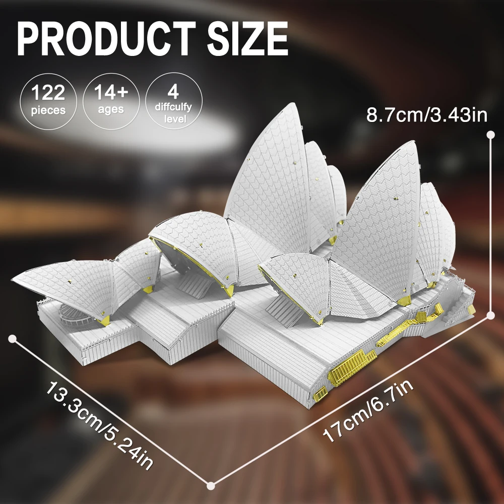 Piececool 3D Metal Model Kits The Sydney Opera House 3D Puzzles Building Kit DIY Jigsaw DIY for Home Collection Best Gifts