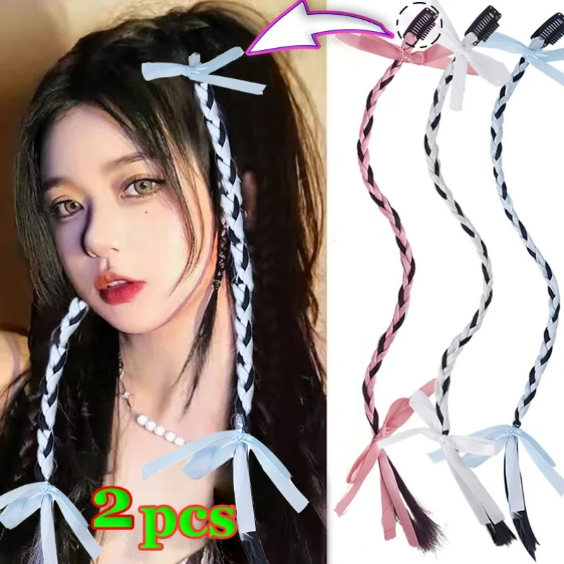 Wig Girls BB Clip DIY Braids Hair Female Handmade Boxing Ribbon Woven Hairstyle Women Simulation Headwear Accessories Head-dress