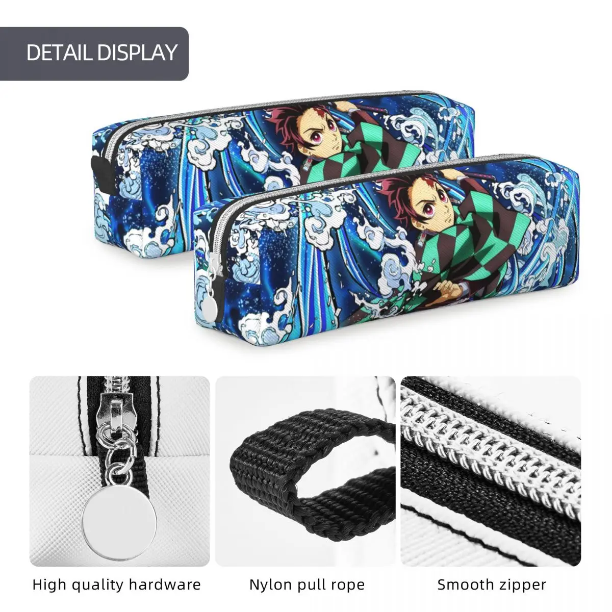 Imagem -05 - Demon Slayer Kimetsu no Yaiba Lápis Cases Lápis Tanjiro Pen Holder para Meninas e Meninos Escola Zipper Papelaria Bolsa para Estudantes