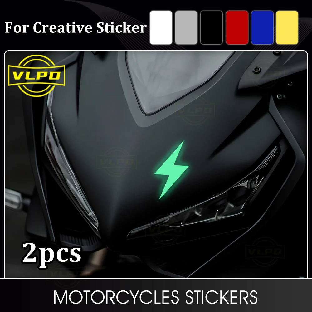 1 Pair Lightning Motorcycle Glow Stickers Waterproof Decals for Suzuki Honda Yamaha Kawasaki Moto Helmet Decoration Accessories