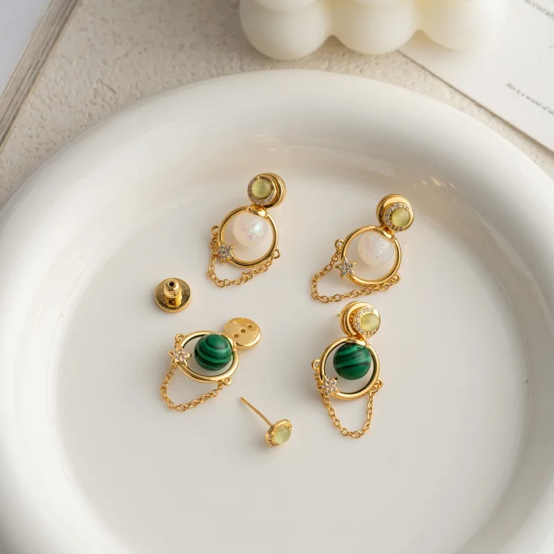 Empty Circular Universe Planet Earrings For Women Fashionable Temperament High-end Feeling Niche And Unique Design Earrings