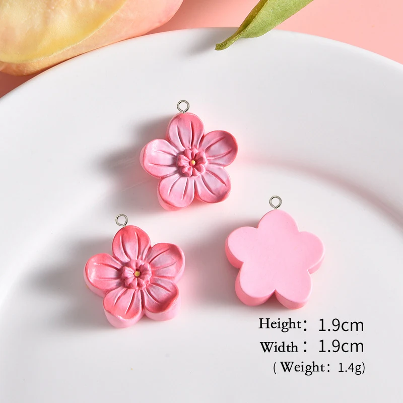 10Pcs Cute Pink Flowers Cake Donut Series Resin Charms Cherry Blossom Earring Keychain Pendants for Jewelry Making DIY Accessory