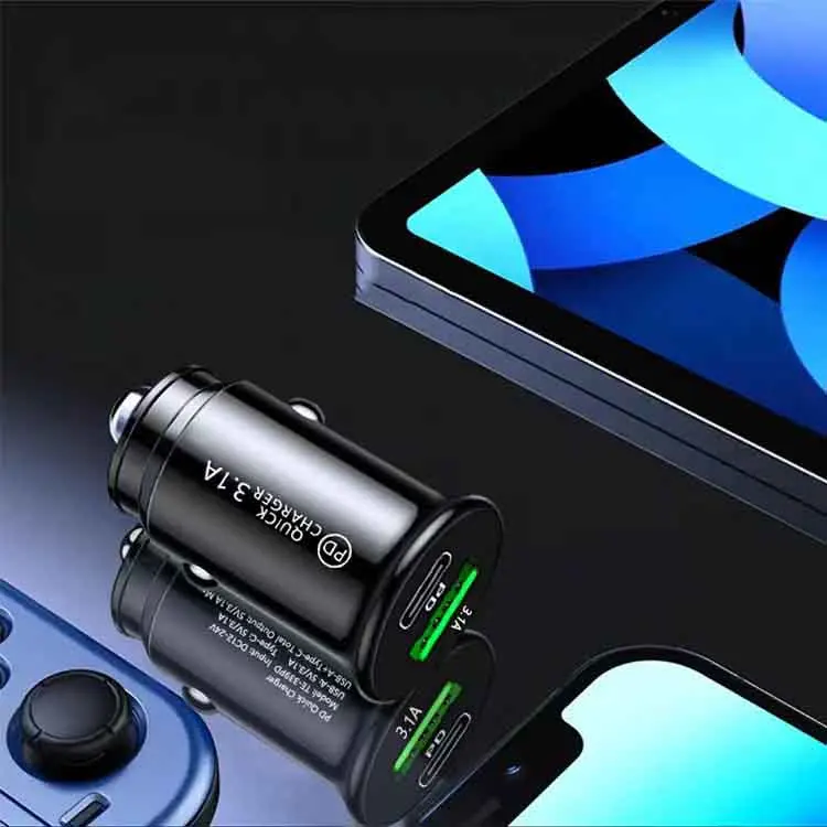 Mini Car Charger PD Dual Port Fast Charger USB Flash Car Cigarette Lighter One To Two 3.1A Car Fast Charger For Apple/Android