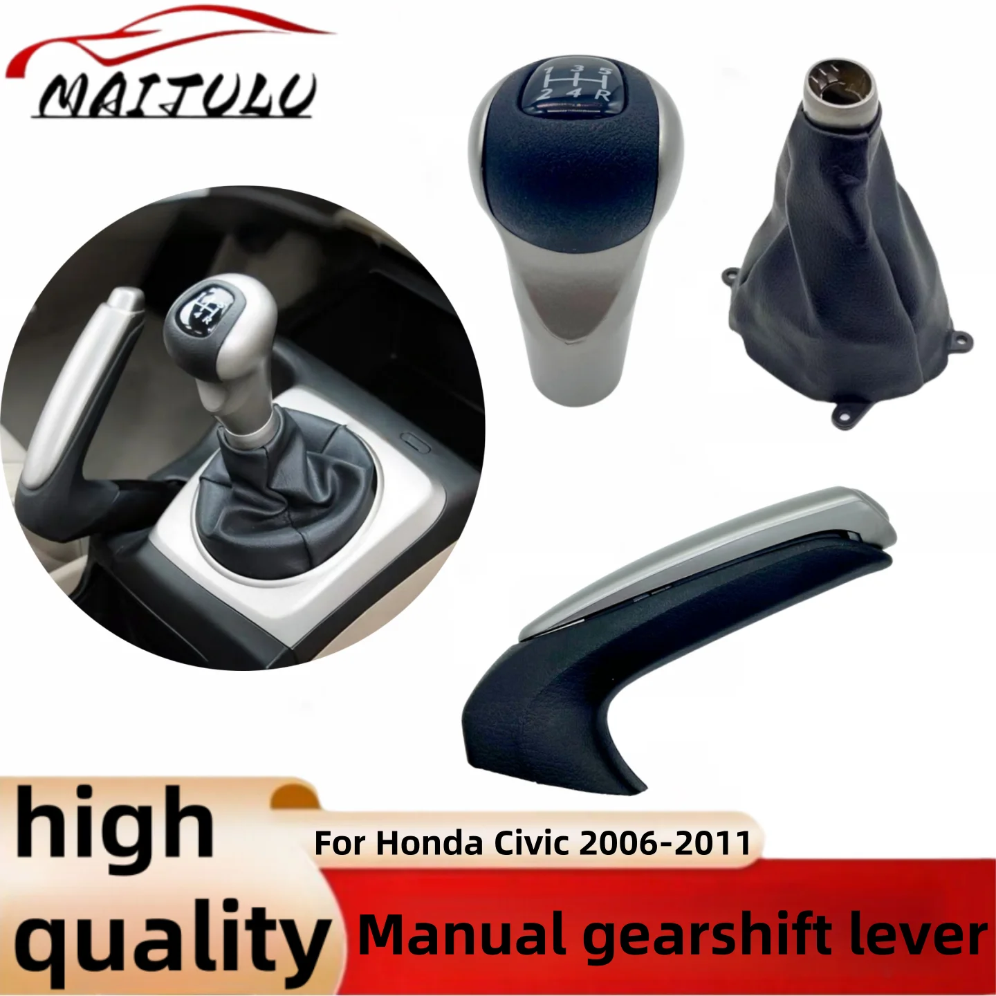 

Manual Car 5 Speed Gear Shift Knob Shifter With Boot Cover Case For Honda Civic 2006 2007 2008 2009 2010 2011 54102-SNA-A02