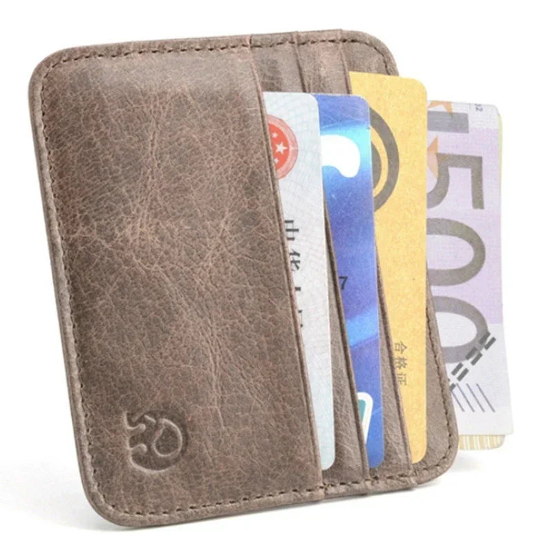 Men\'s Wallets	Original Leather Cards Holders for Men	Small Purse Portable Luxury Short Credit Card Wallet Gifts Cardholder