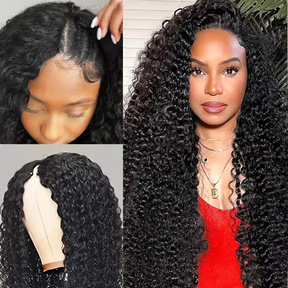 

V-образный длинный вьющийся парик из натуральных волос 32 дюйма 200 Плотность V-образный парик Парик из натуральных бразильских волос для чернокожих женщин Remy Hair Daily