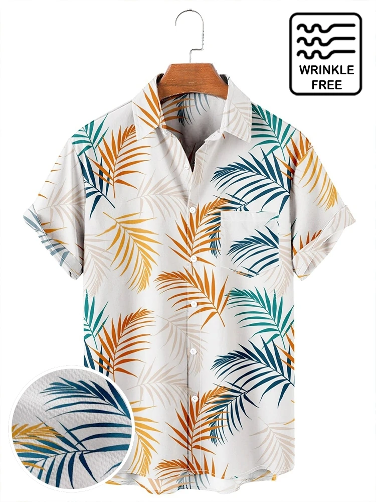 Hawaiian Men's Print Short  Sleeve Shirt Beach Coconut Tree Fashion Lapel Top 2023 New For Men Floral Clothes