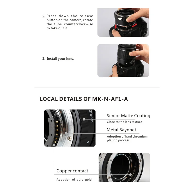 N-AF-A Auto Focus Macro Extension Tube Ring for Nikon D90 D3000 D3100 D3200 D5000 D5100 D5200 D7000 D7100 Camera