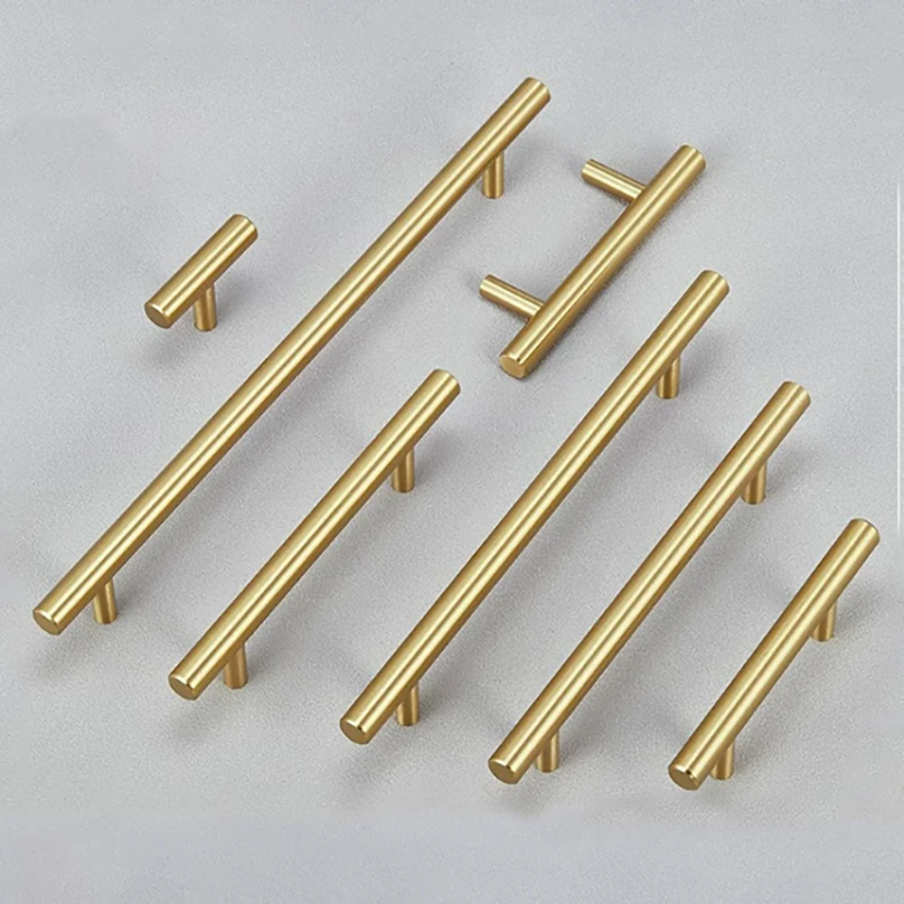 1Pcs Modern Style Brass Handle European Minimalist Wardrobe Furniture Drawer Handle Length 5/11.5/18/22/28/38CM