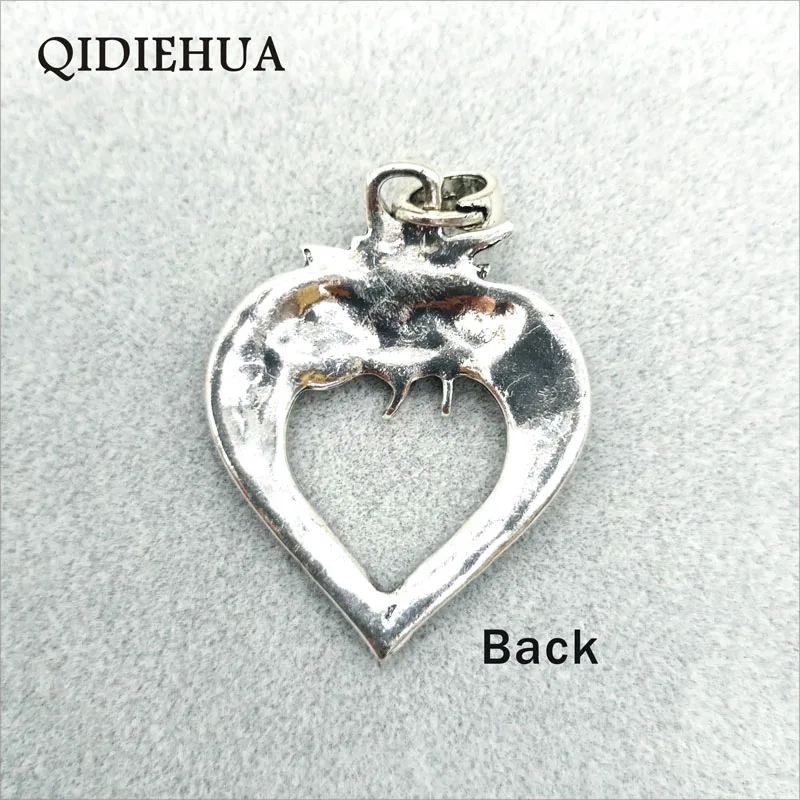 3pcs/Lot Traditional Mountain Flower Heart Shaped Jewelry Pendants Antique Silver Color Rhinestone Edelweiss Jewelry DIY Making