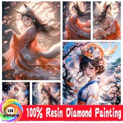 5D DIY 120 Color Velvet Canvas Resin Diamond Painting Arrival Anime Girl Nine Tailed Fox Full Diamond Mosaic Fairy Embroidery