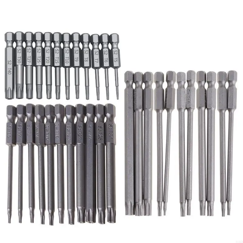 62KD 11/12pcs Tamper Proof Security Drill Bit Set Torx Screwdriver Flat for Head 1/4