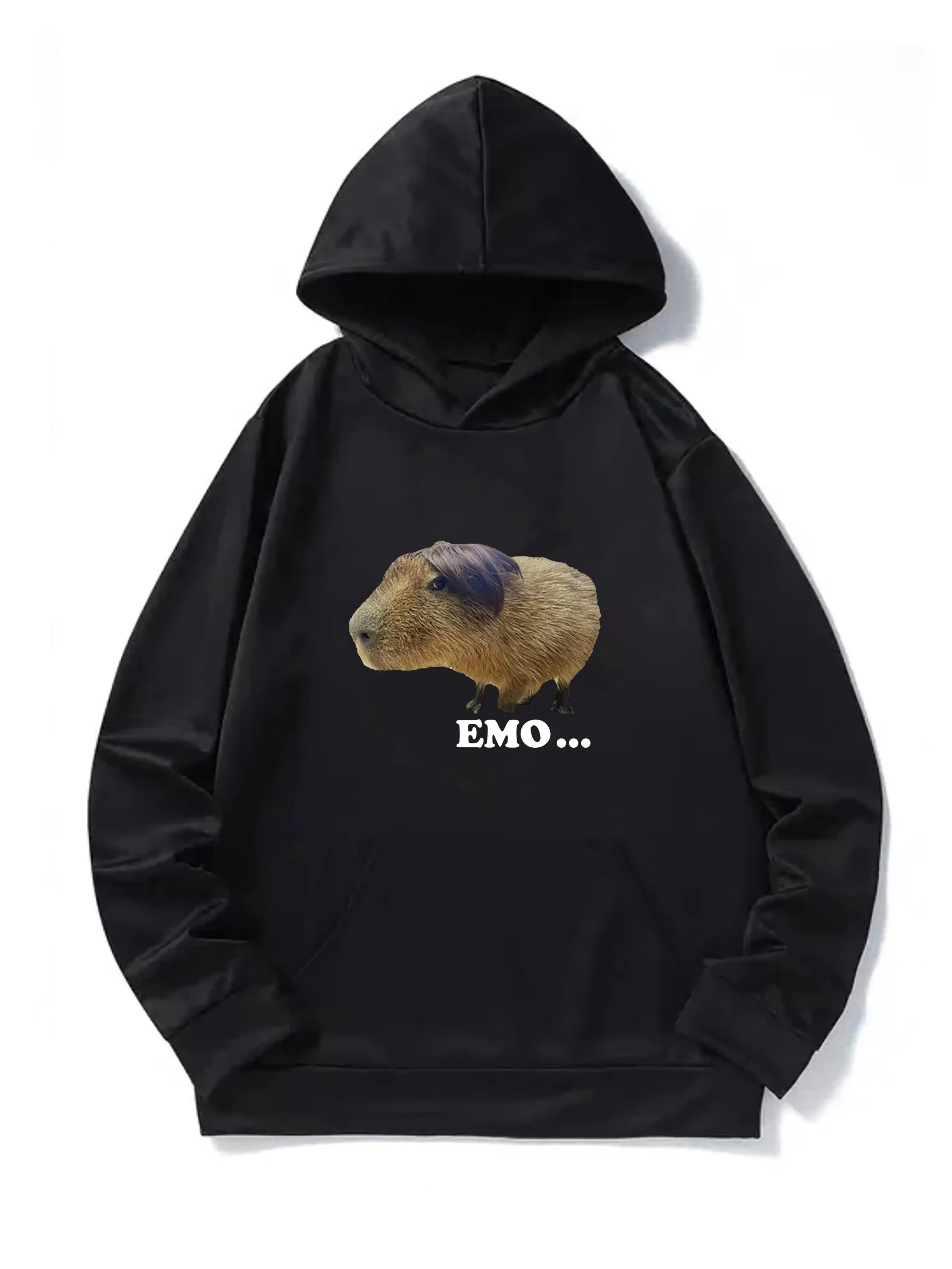 

Men's Emo Funny Capybara Graphic Print Hoodies Men Women Long Sleeve Sweatshirt Pullover Streetwear Retro Hip Hop Tops Clothing
