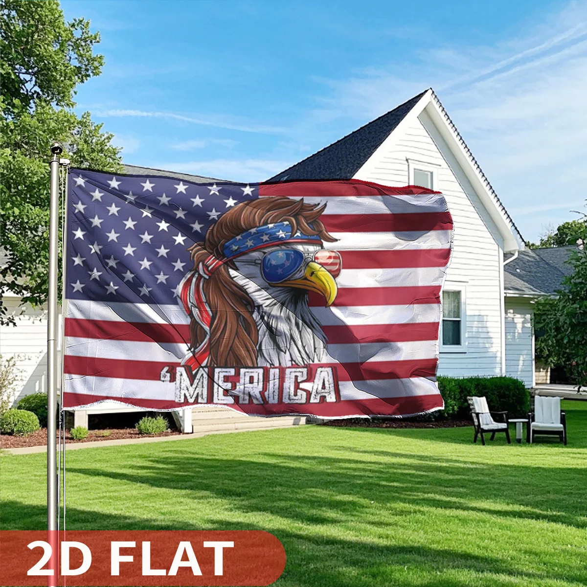 1PC Eagle Mullet Merica Funny Flag 3x5FT 4th of July American Flag Vivid Color Polyester with Brass Grommets For Indoor Outdoor