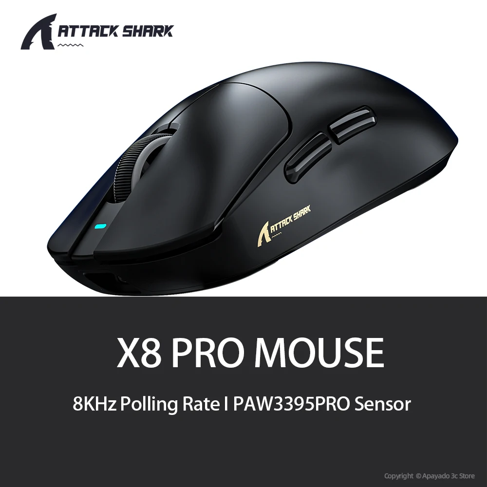 

Attack Shark X8 PRO 8K Gaming Mouse for FPS/MOA PAW3395PRO Sensor 40000DPI 700 IPS | Broadcom BK52820 MCU | Nano Ice Coating