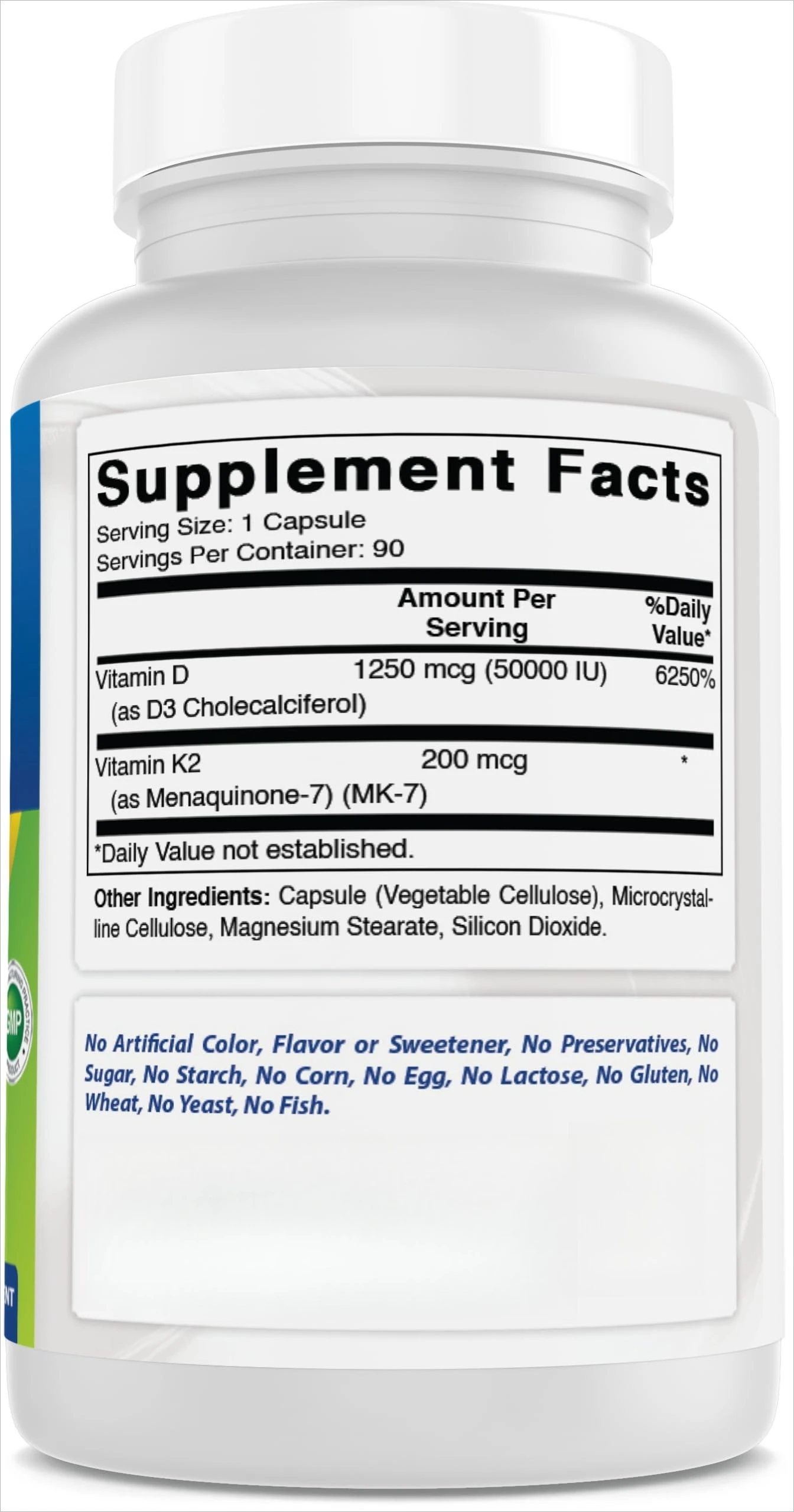 High Potency Vitamin D3 50000 IU - Helps Muscle Nerve Health Support Bone Density Teeth and Skin Heart Health, Support Immune