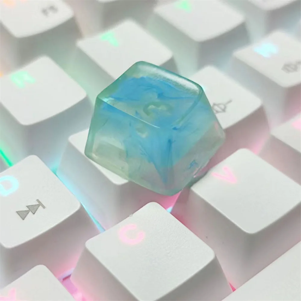 1 PCS Keycap Blue Translucent Resin Mechanical Keyboard Keycap Accessories