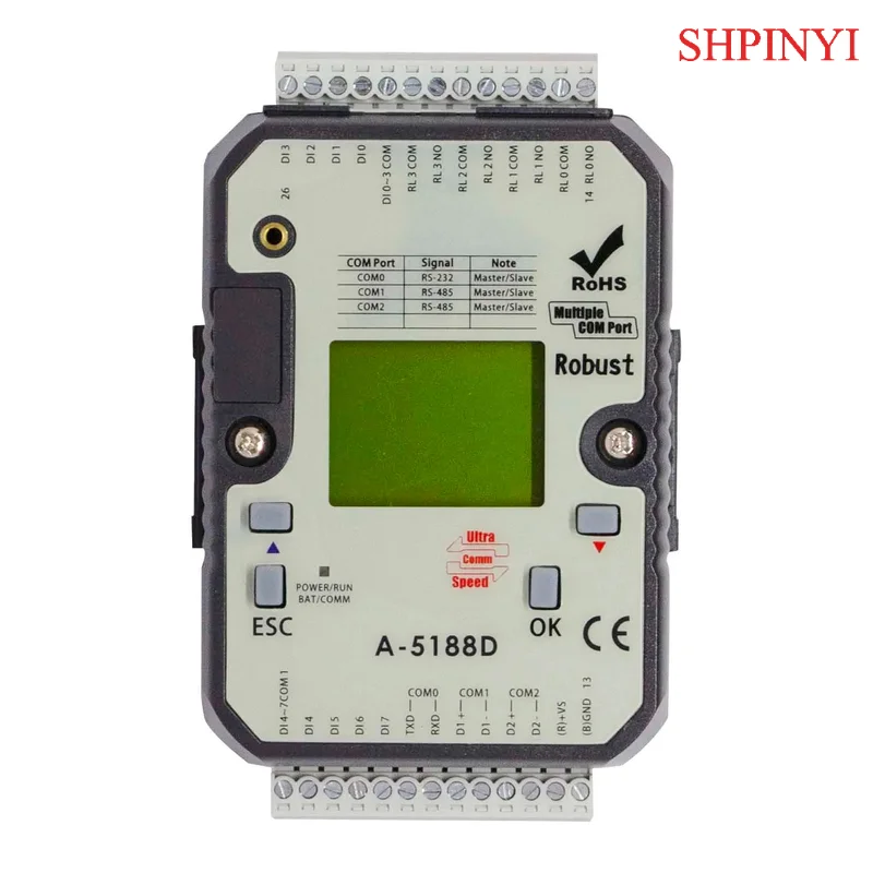 

Контроллер ПЛК с ЖК-экраном и портом 8DI, 4DO RS-485 Modbus RTU (A-5188D)