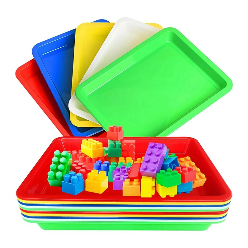 10 PCS Multicolor Plastic Art Trays,Activity Plastic Tray,Serving Tray For Art And Crafts,Painting,Organizing Supply