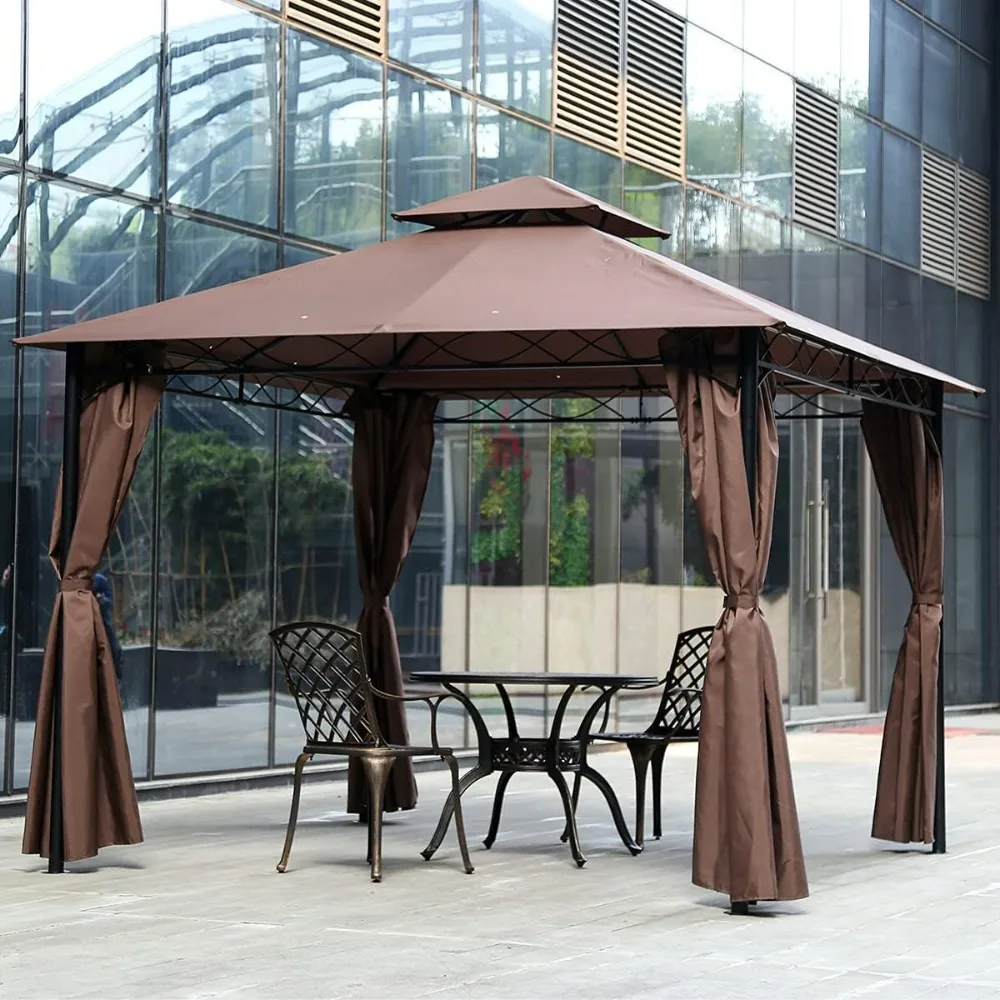 

10 x13 inch Square Gazebo Canopy Tent with Frame and Fabric, Heavy Duty Patio Outdoor Tent,Waterproof Tents for Backyard Double