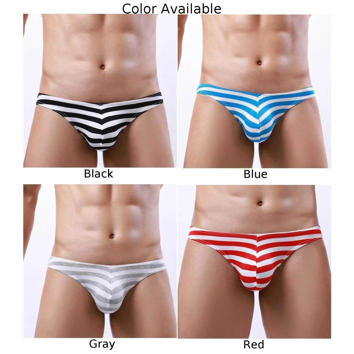 Mens Underpants New Sexy Men\'s Striped Thongs Underpants G string with Bulge Pouch Breathable Low Waist Briefs